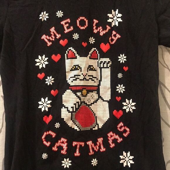 "Meowy Catmas" Tee - Size Jr Medium - Picture 1 of 4